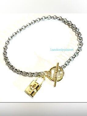 ✨NEW✨ Gold Lock Charm Silver Stainless Steel Bracelet